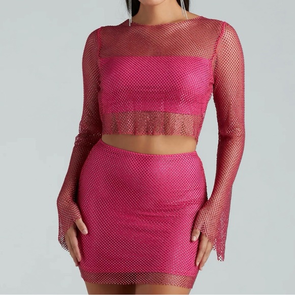 Pink Mesh Two-Piece Set - Picture 2 of 3